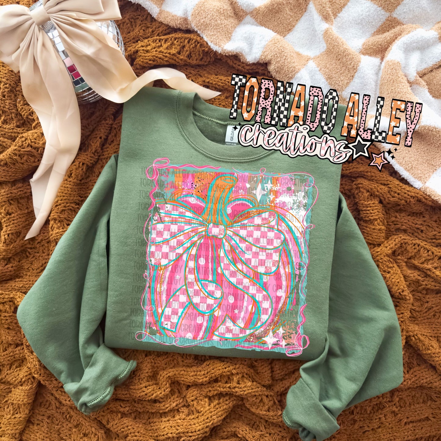 Cute Pink Fall Pumpkin Crewneck