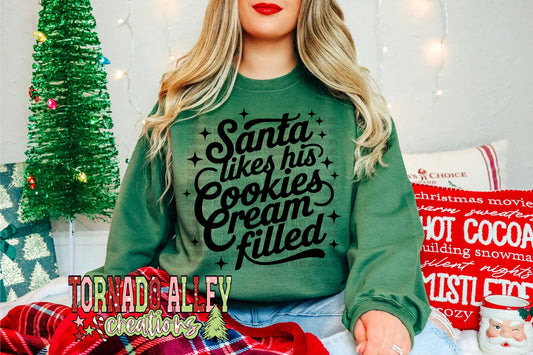 Santa Likes His Cookies Cream Filled Crewneck