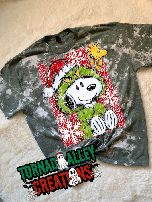 Green Guy S Christmas Bleached Tee