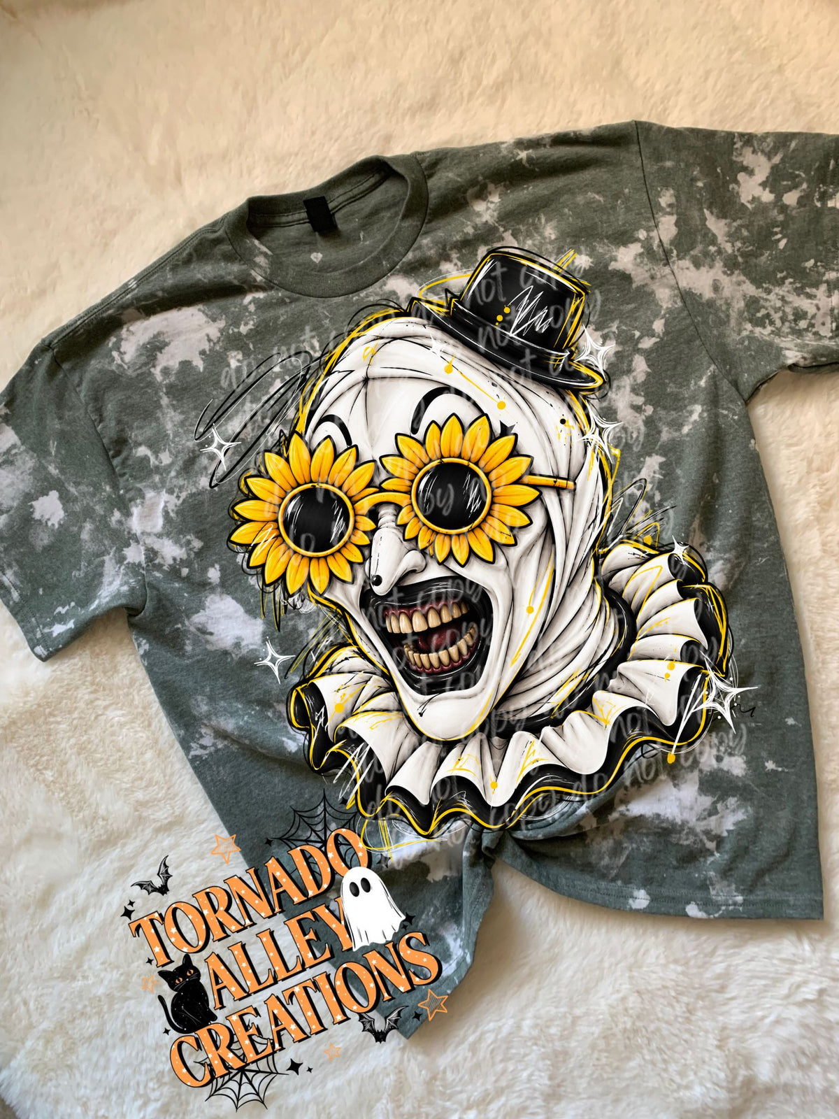 Sunflower Clown Sketch Bleached Tee
