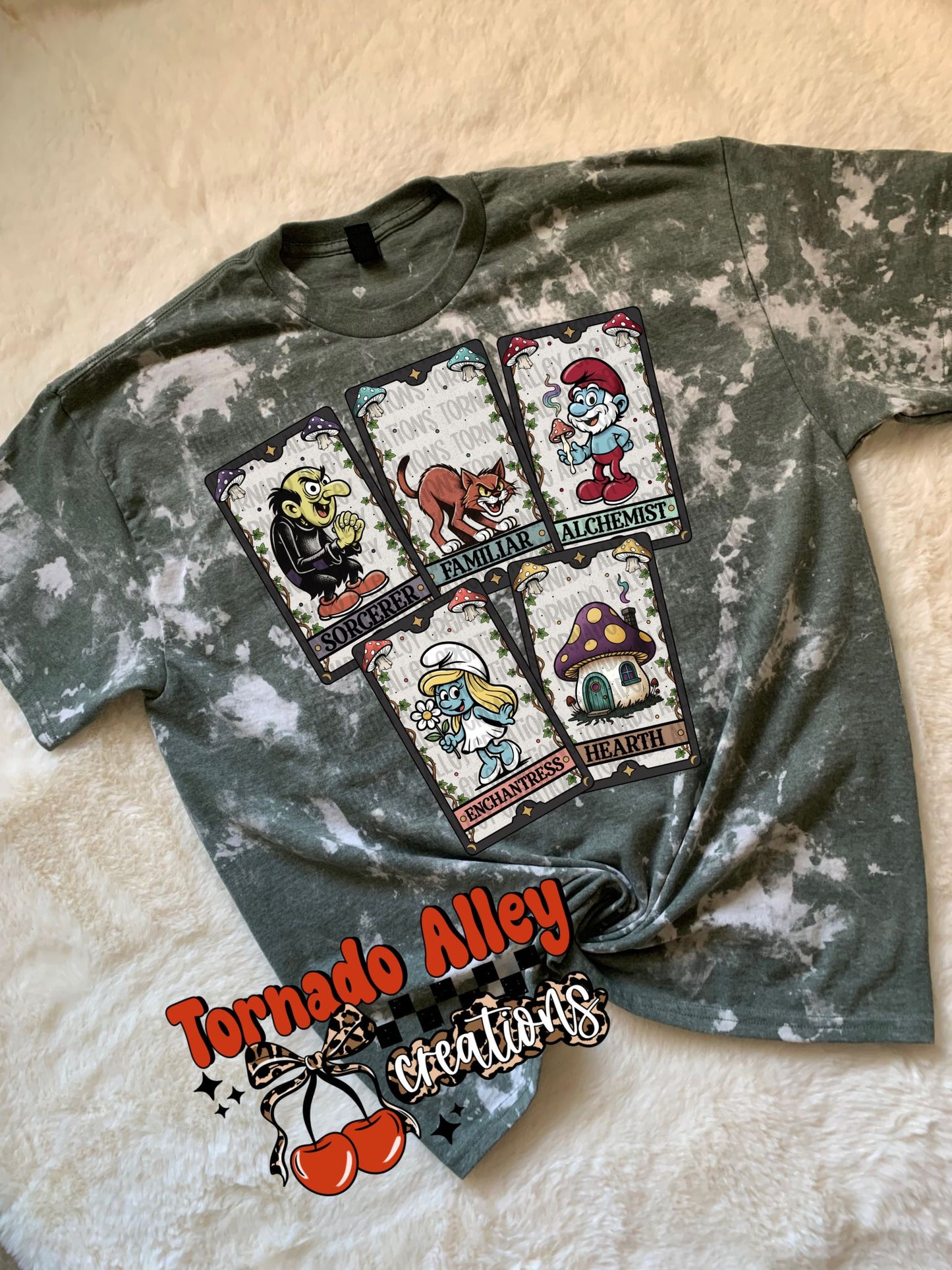 Cute Vintage Tarot Bleached Tee