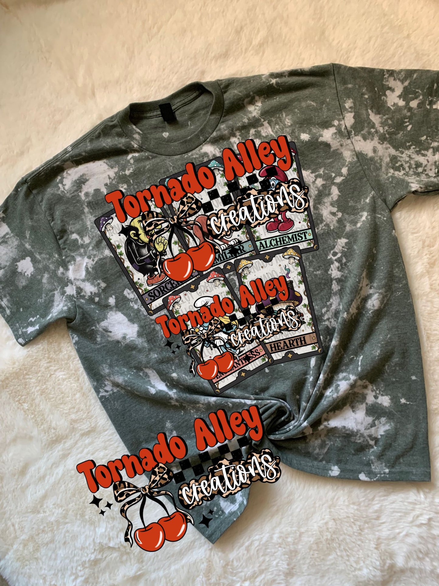 Cute Vintage Tarot Bleached Tee