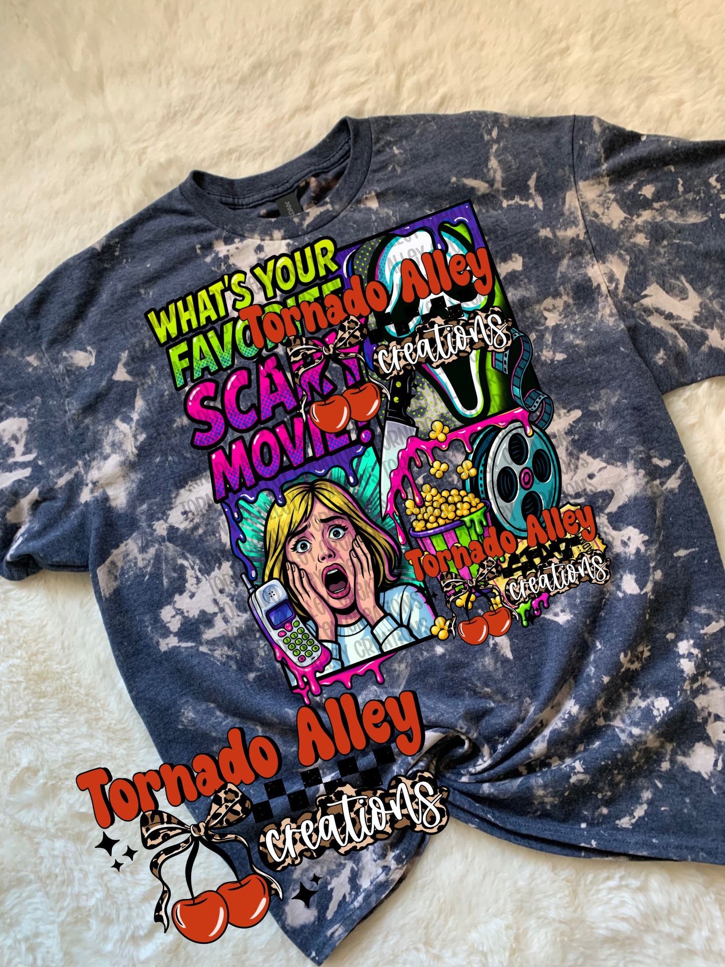 Neon Spooky Movie Bleached Tee