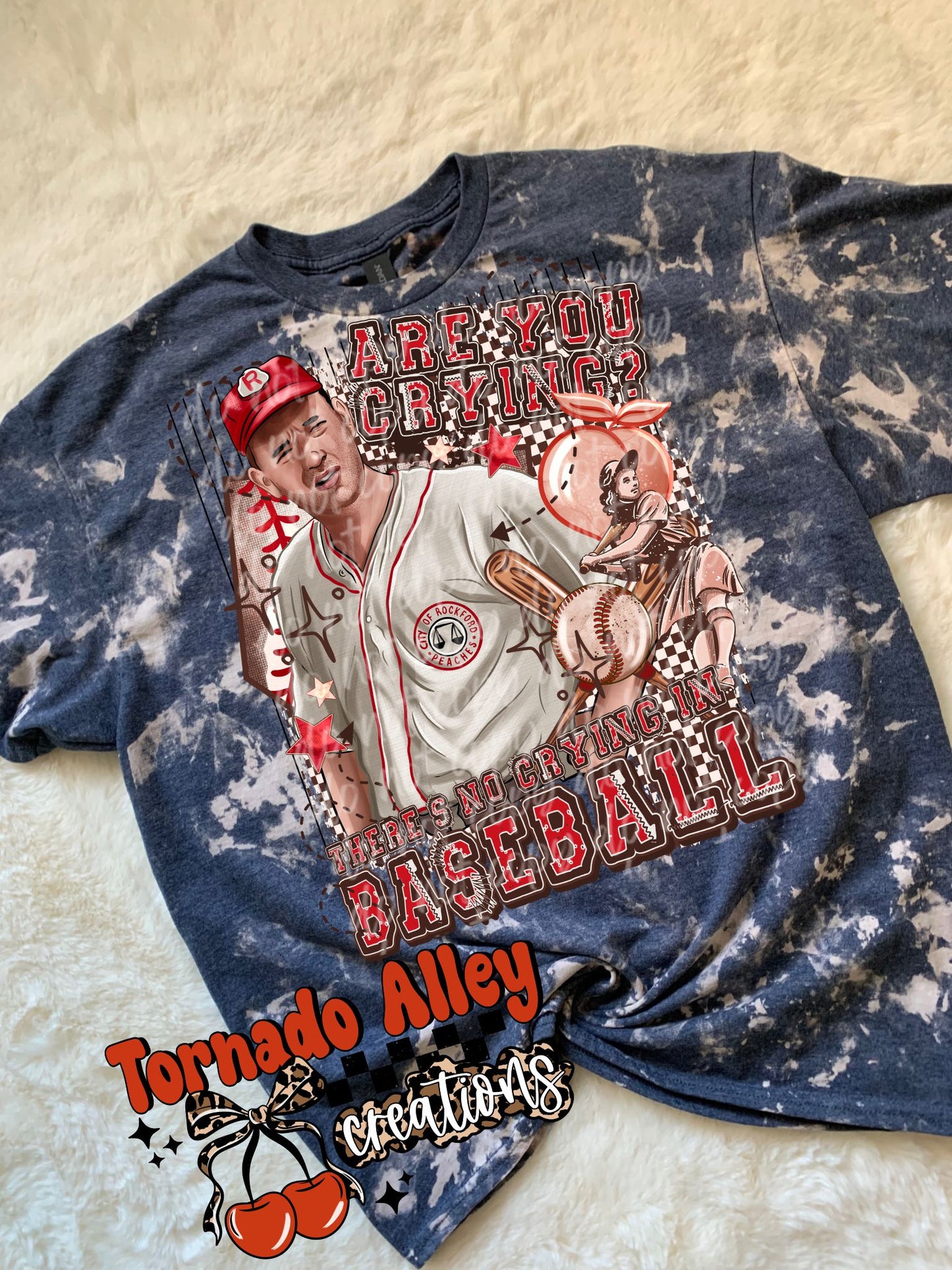 Baseball No Crying Bleached Tee