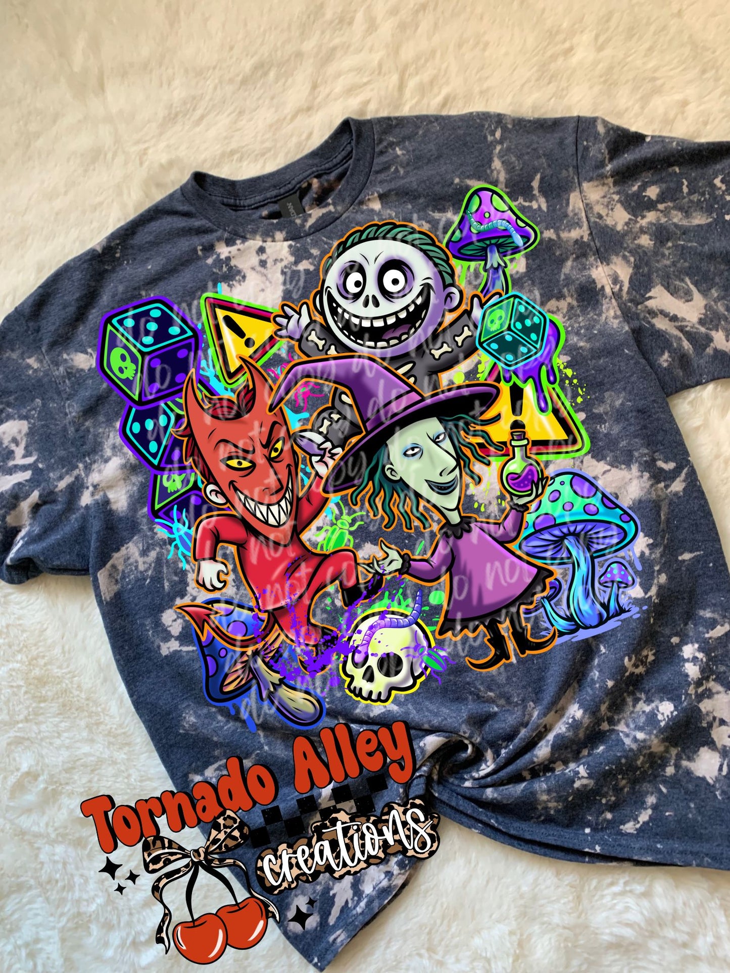 Neon Spooky Nightmares Bleached Tee