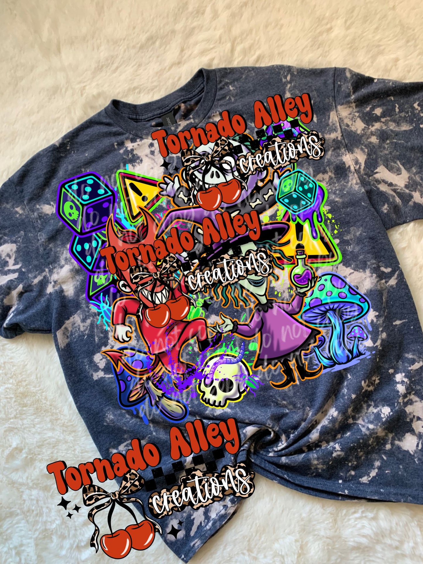 Neon Spooky Nightmares Bleached Tee