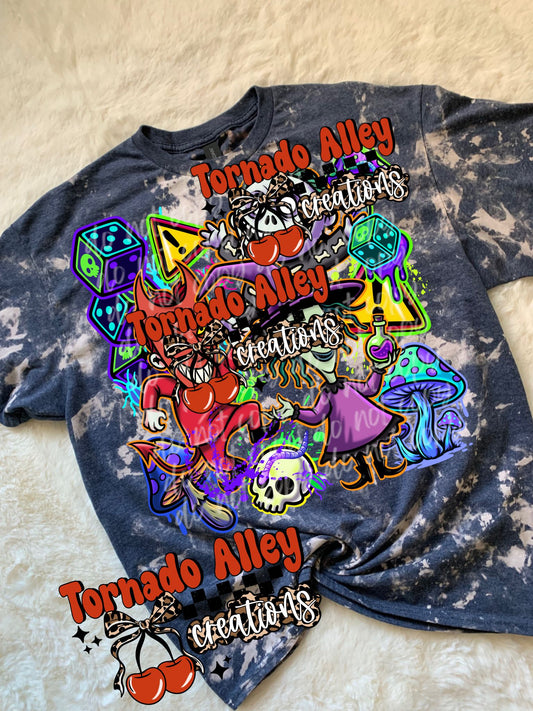 Neon Spooky Nightmares Bleached Tee