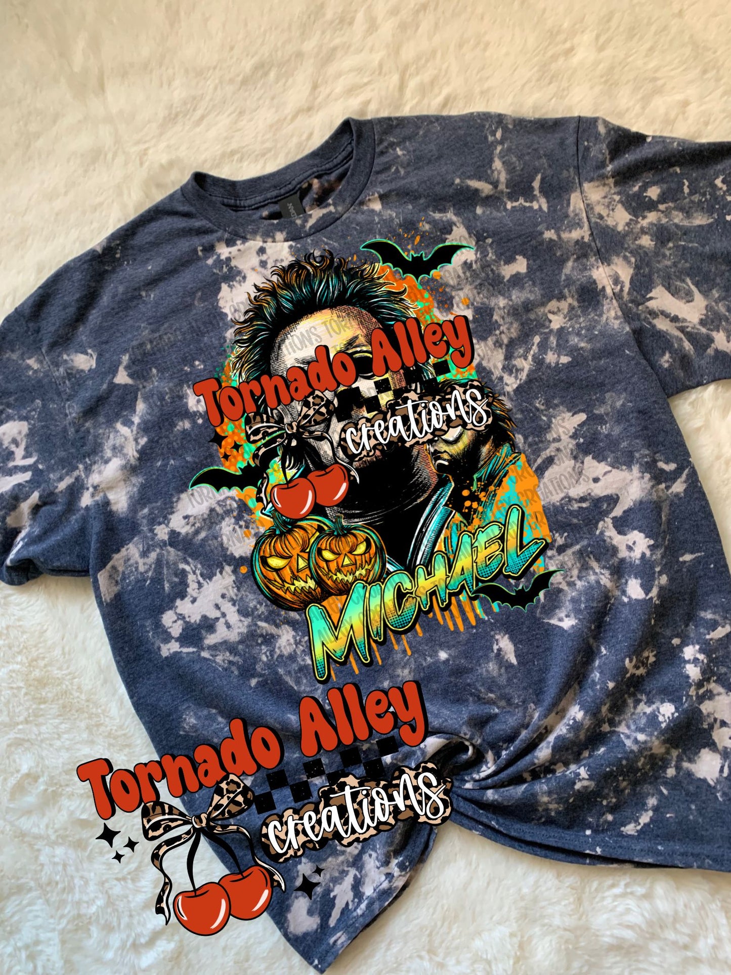 Spooky Retro Halloween Bleached Tee