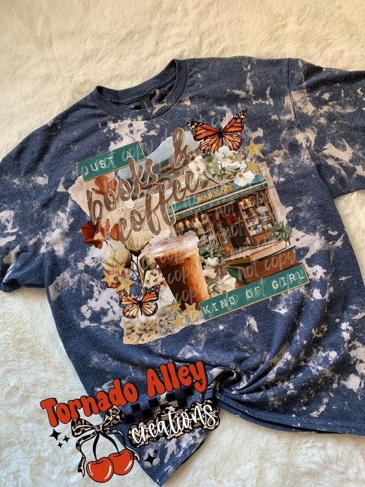 Books and Coffee Kind of Girl Bleached Tee
