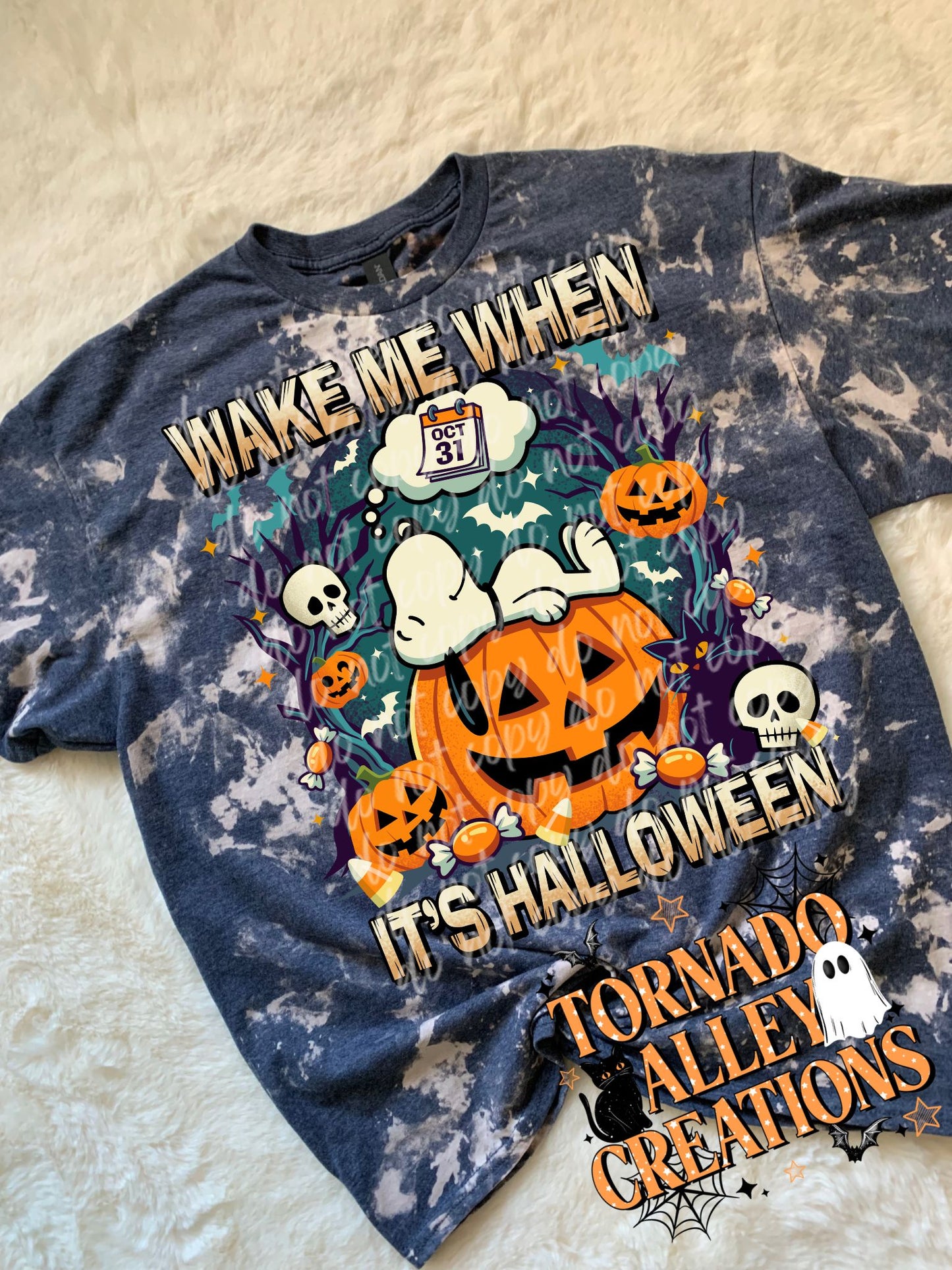 Wake Me When It's Halloween Bleached Tee