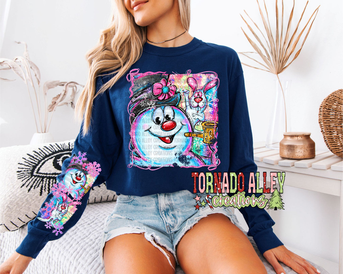 Brushstroke Snowman Long Sleeve