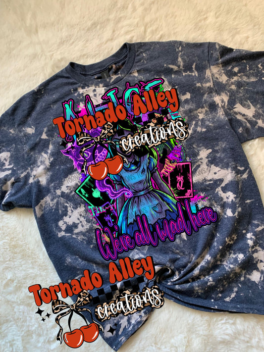 Spooky Mad Here Bleached Tee