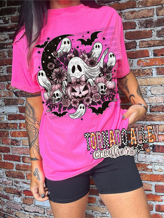 Cute Pink October Ghosts Tee