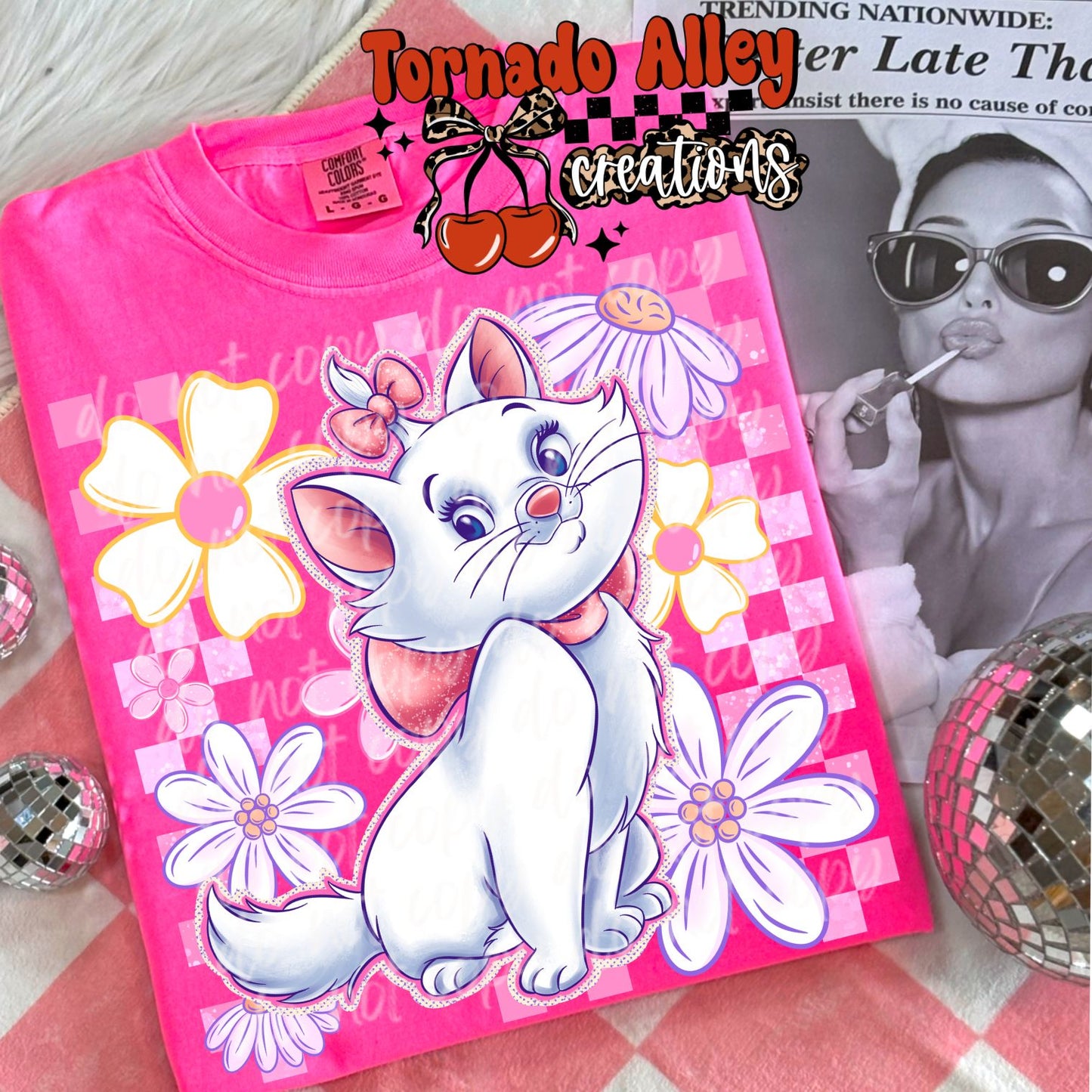 Floral M Kitten Tee