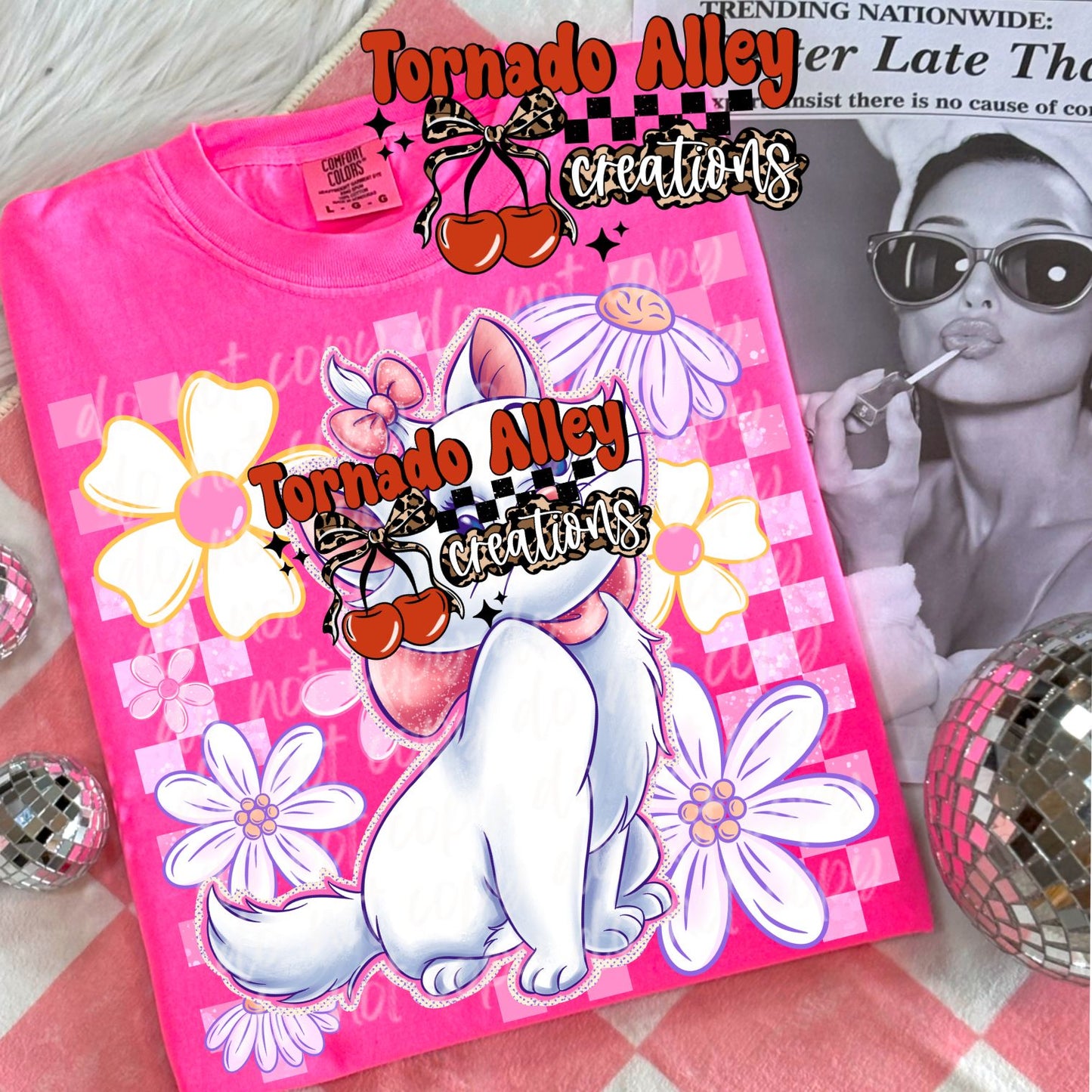 Floral M Kitten Tee