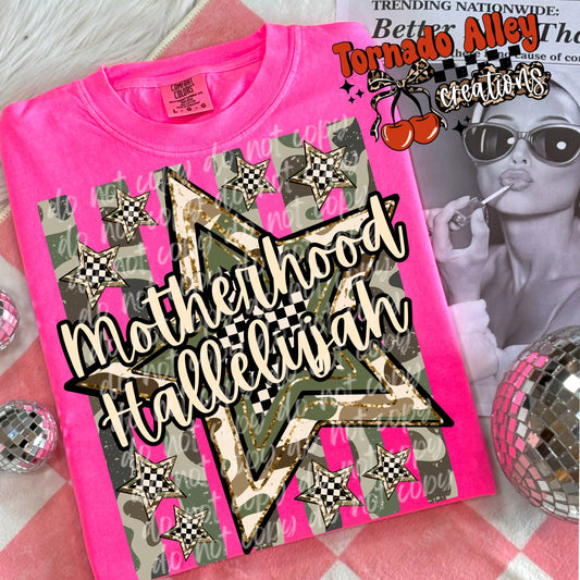 Motherhood Hallelujah Camo Tee