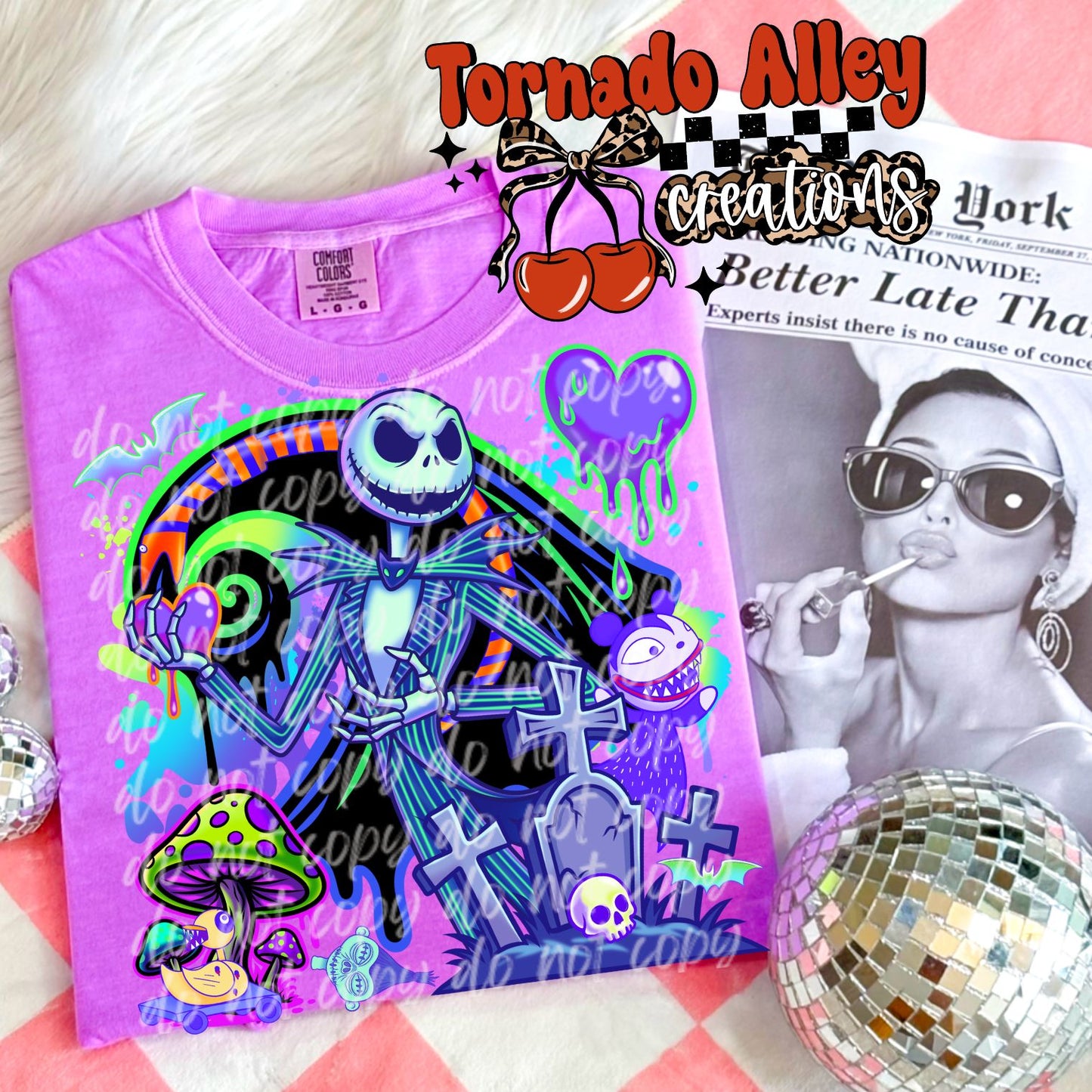 Neon Spooky Skelly Tee