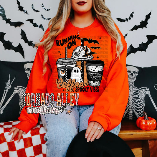 Running on Caffeine Spooky Vibes Crewneck