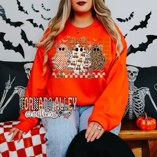 Spooky Fall Preppy Ghosts Crewneck