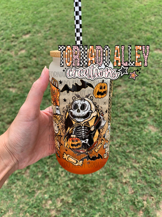 Vintage Halloween 16oz Glass Can