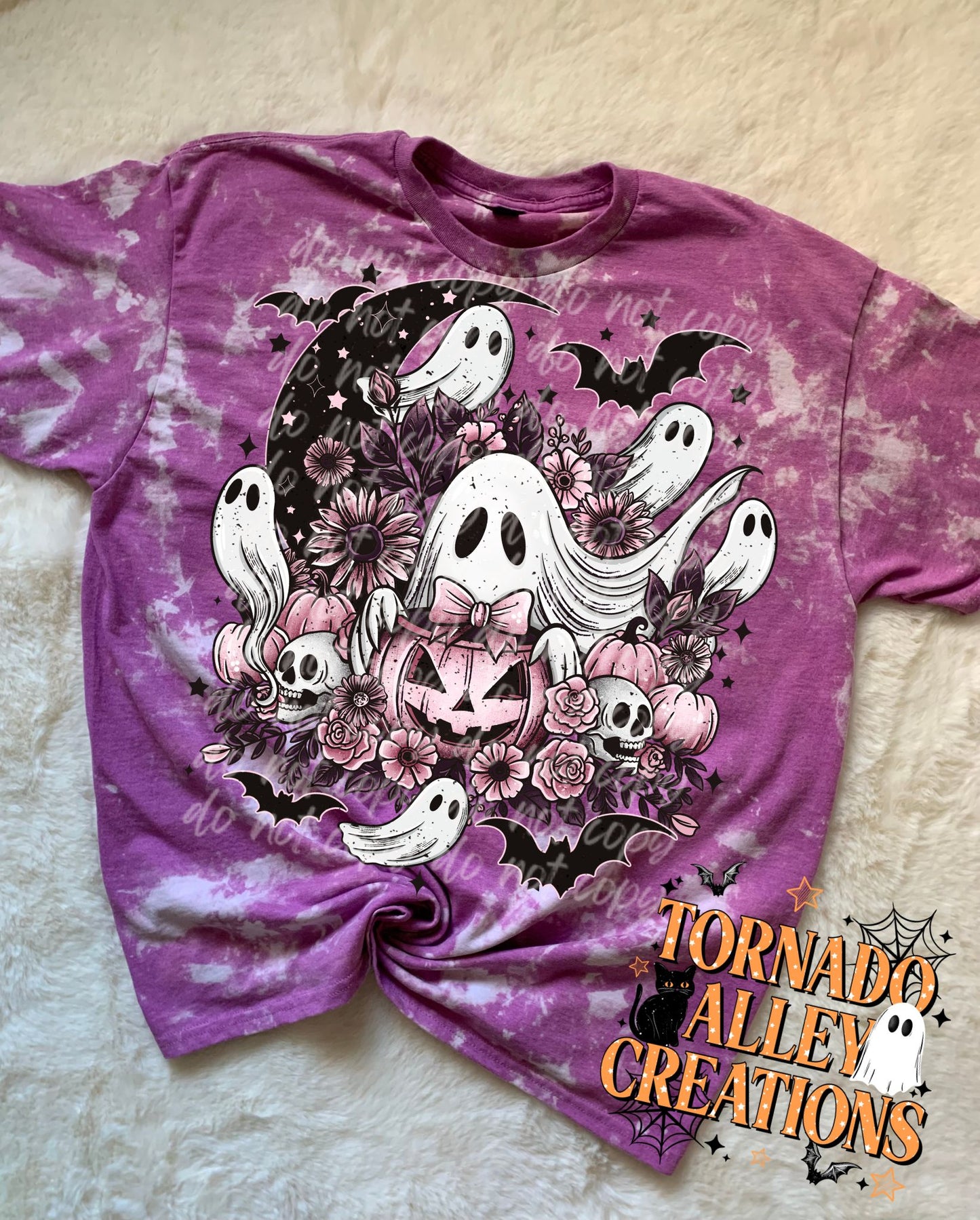 Spooky Pink Ghost Bleached Tee