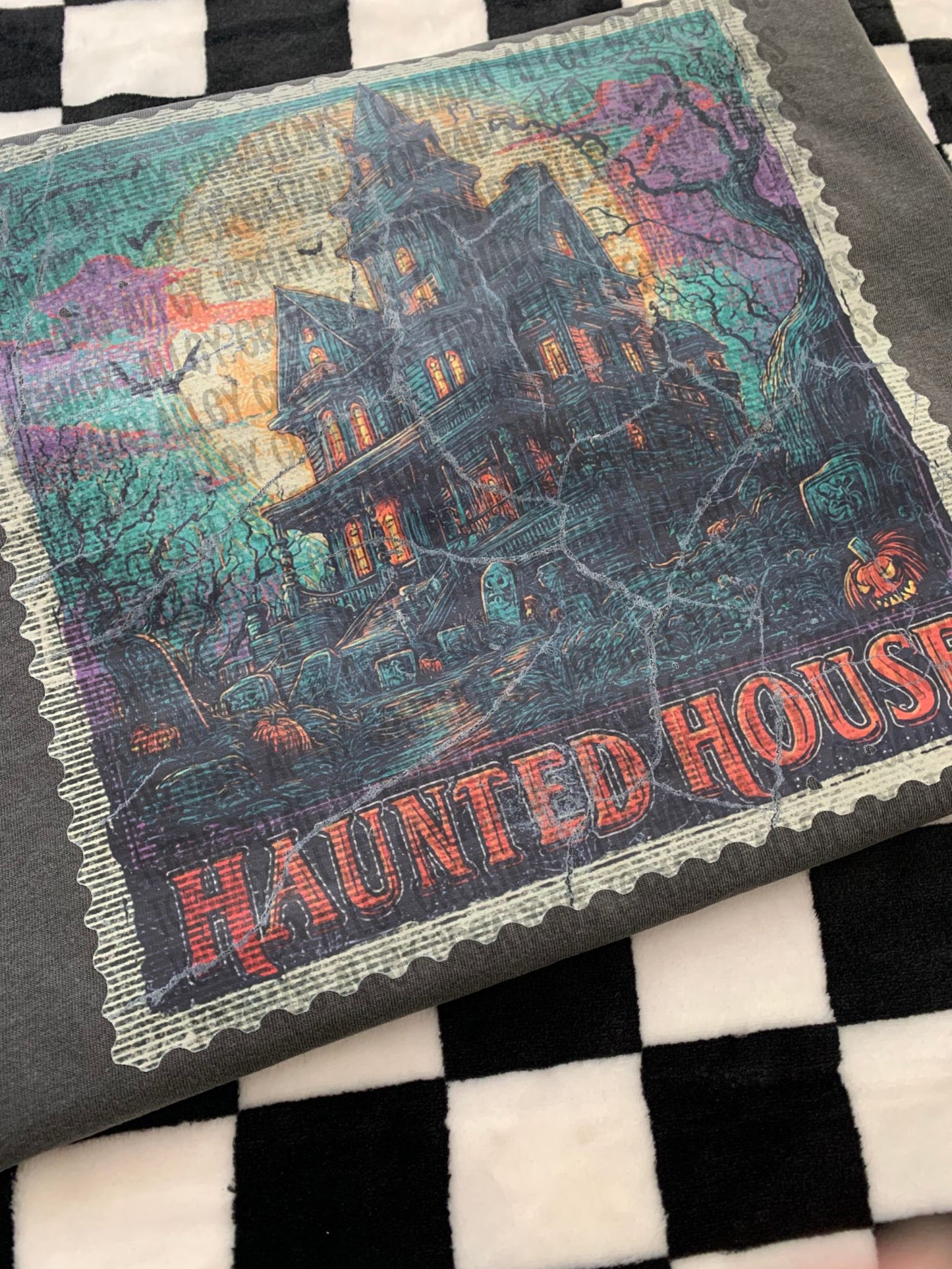 Spooky Haunted House Stamp Tee