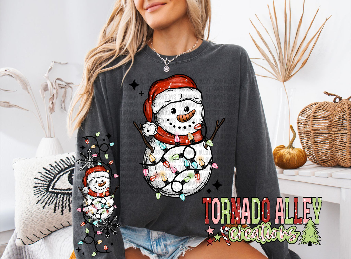 Christmas Lights Snowman Long Sleeve