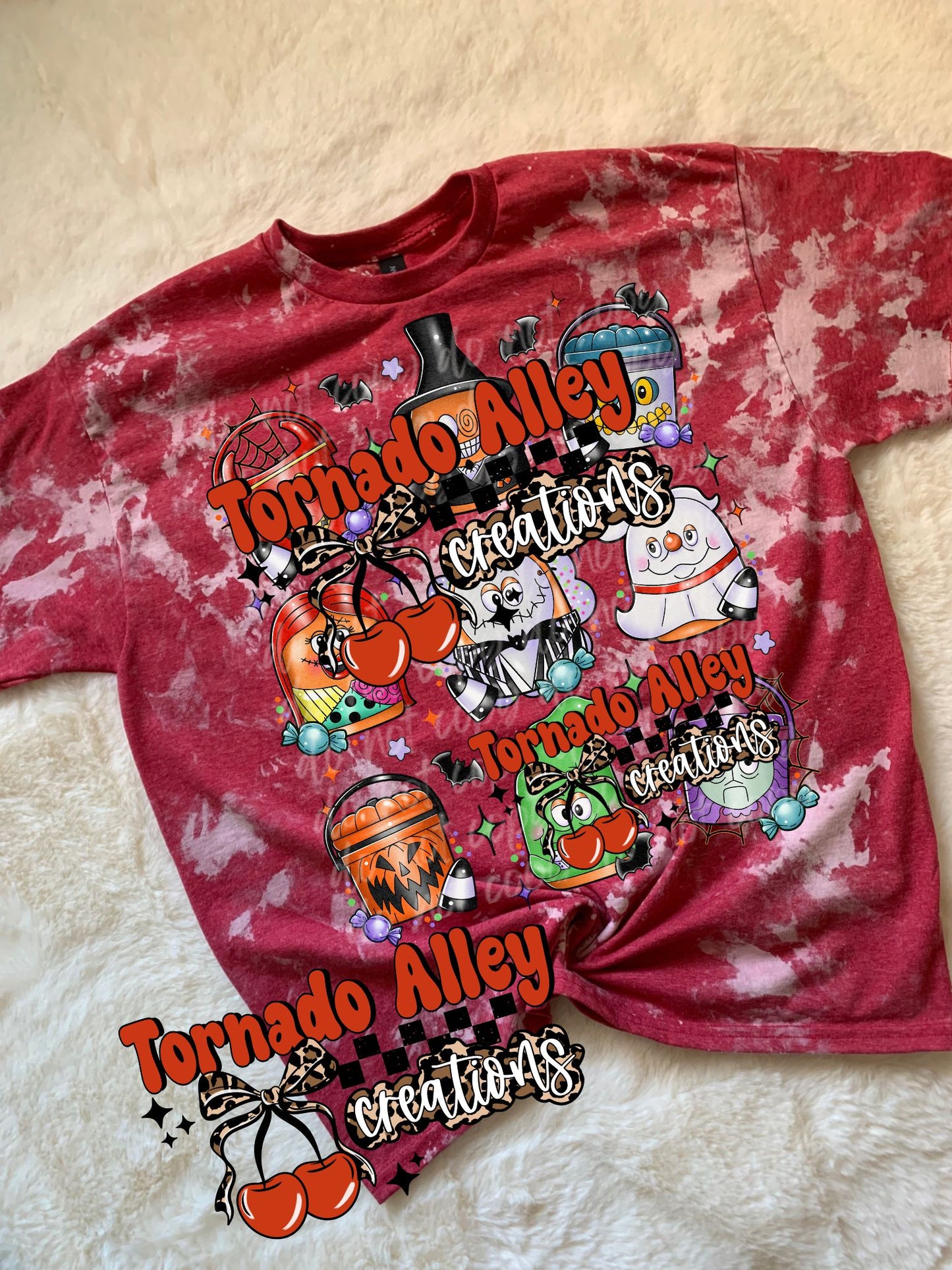 Spooky Nightmare Buckets Bleached Tee