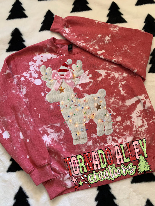 Reindeer Faux Textured Crewneck