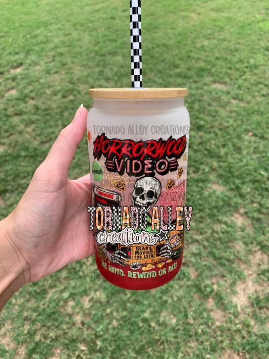 Spooky Videos 16oz Glass Can