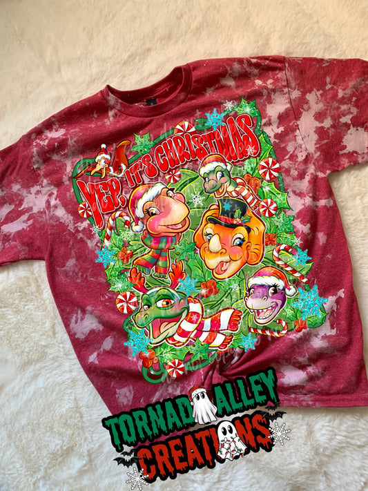 Dino Christmas Bleached Tee