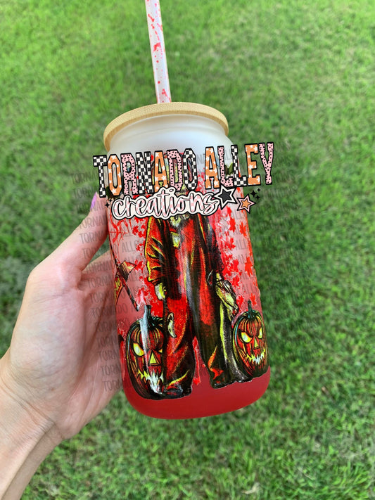 Spooky Horror Red Frost 16oz Glass Can