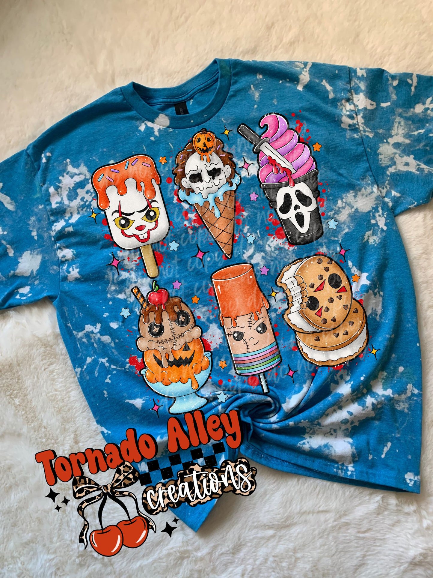 Spooky Ice Cream Bleached Tee