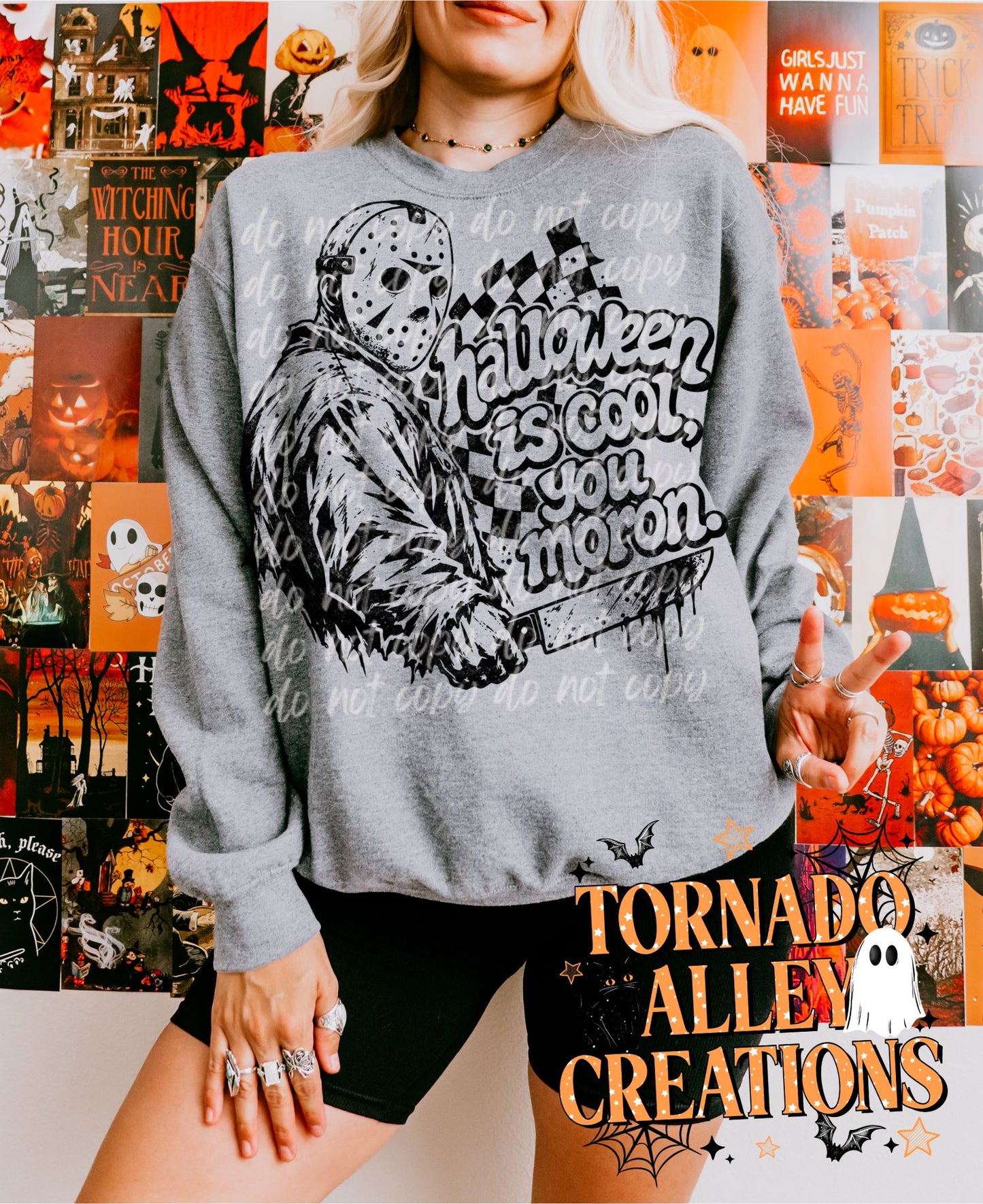 Halloween is Cool Moron Hockey Guy Crewneck
