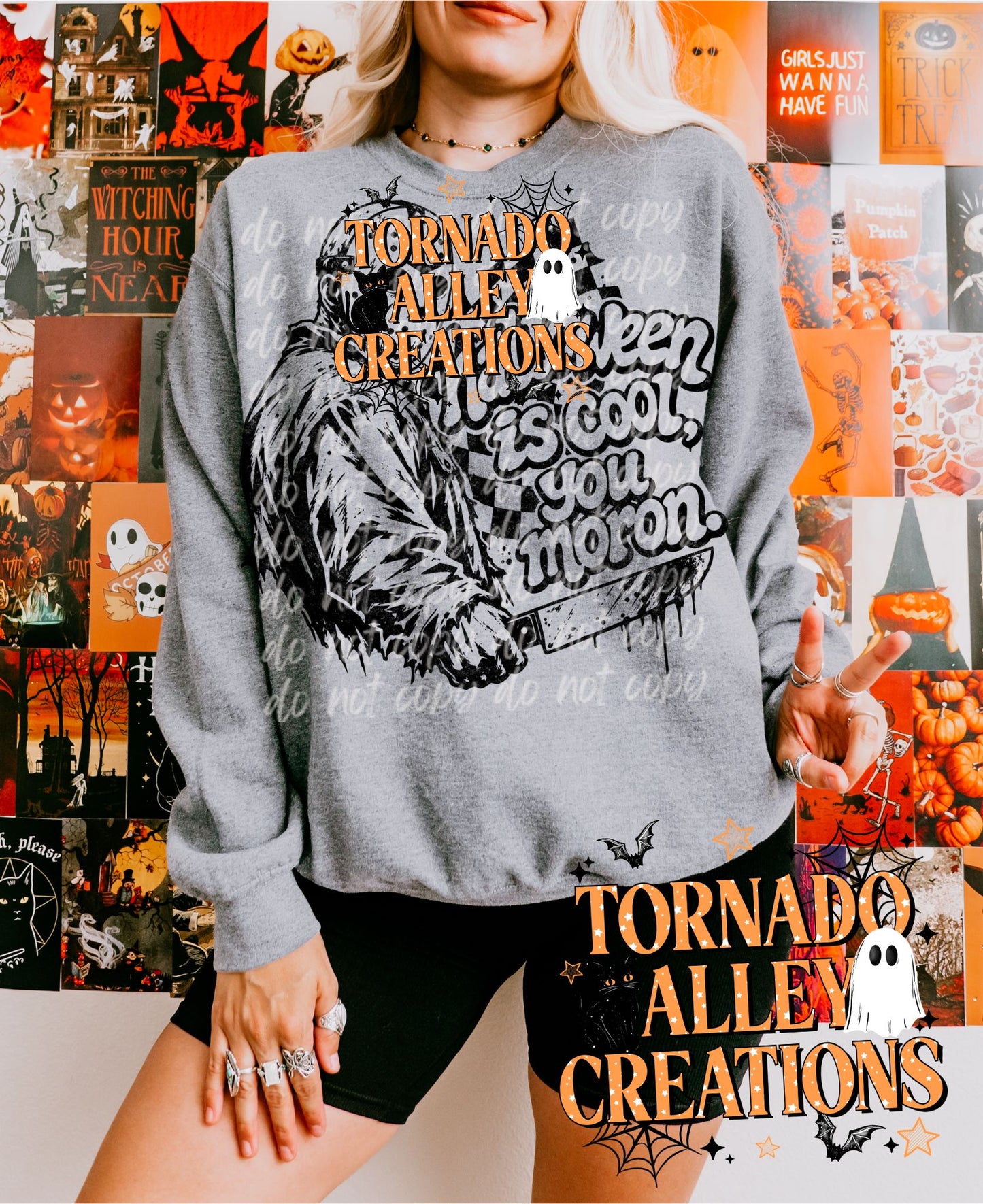 Halloween is Cool Moron Hockey Guy Crewneck