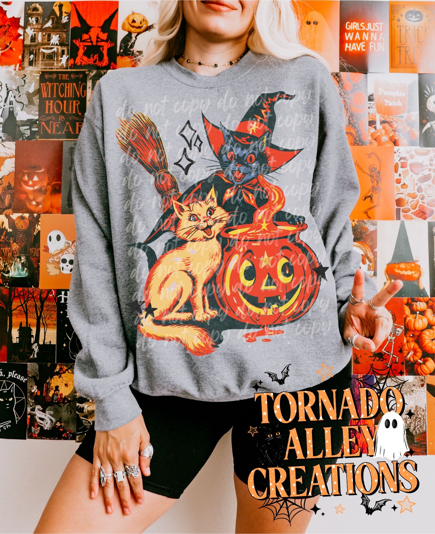 Vintage Halloween Cats Crewneck
