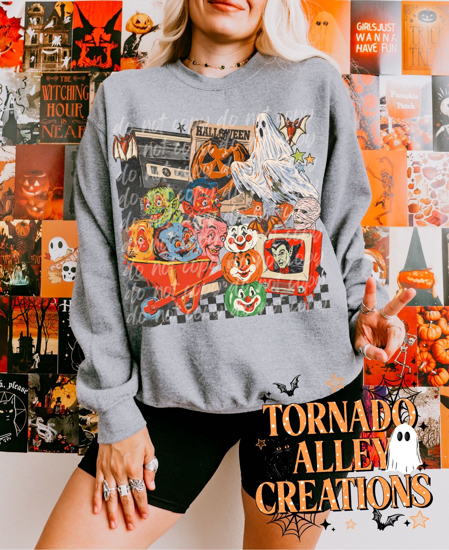 Vintage Halloween Cats Crewneck