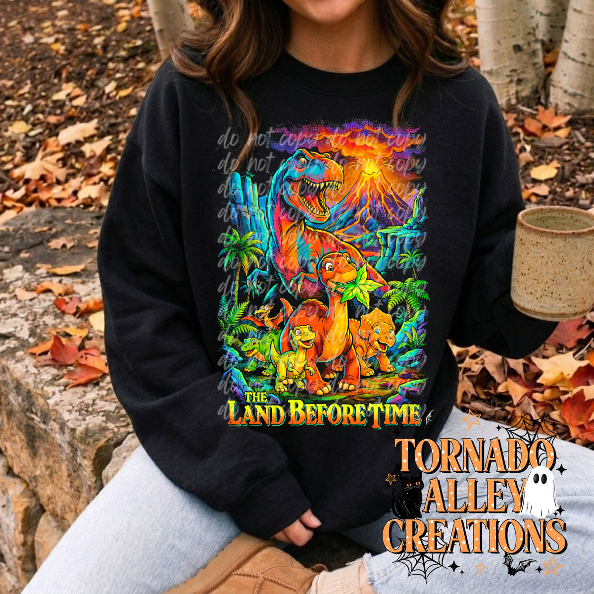 Neon Dinosaur Kids Crewneck