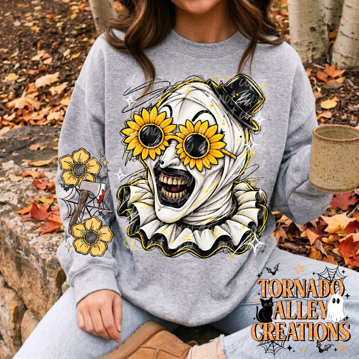 Sunflower Clown Sketch Crewneck