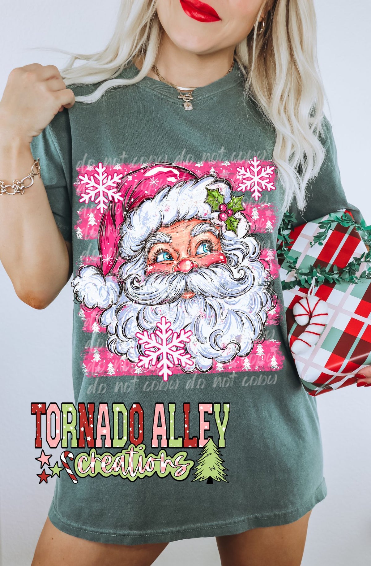 Pink Santa Snowflakes Tee
