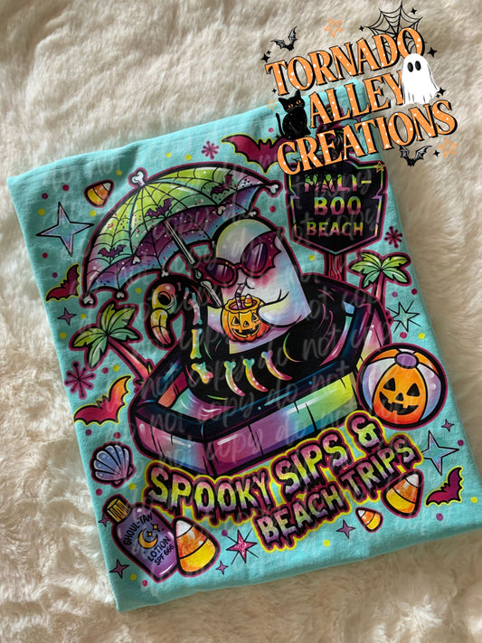 Spooky Sips Beach Trips Tee