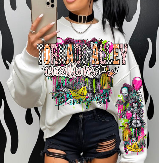Spooky Neon Clown Crewneck