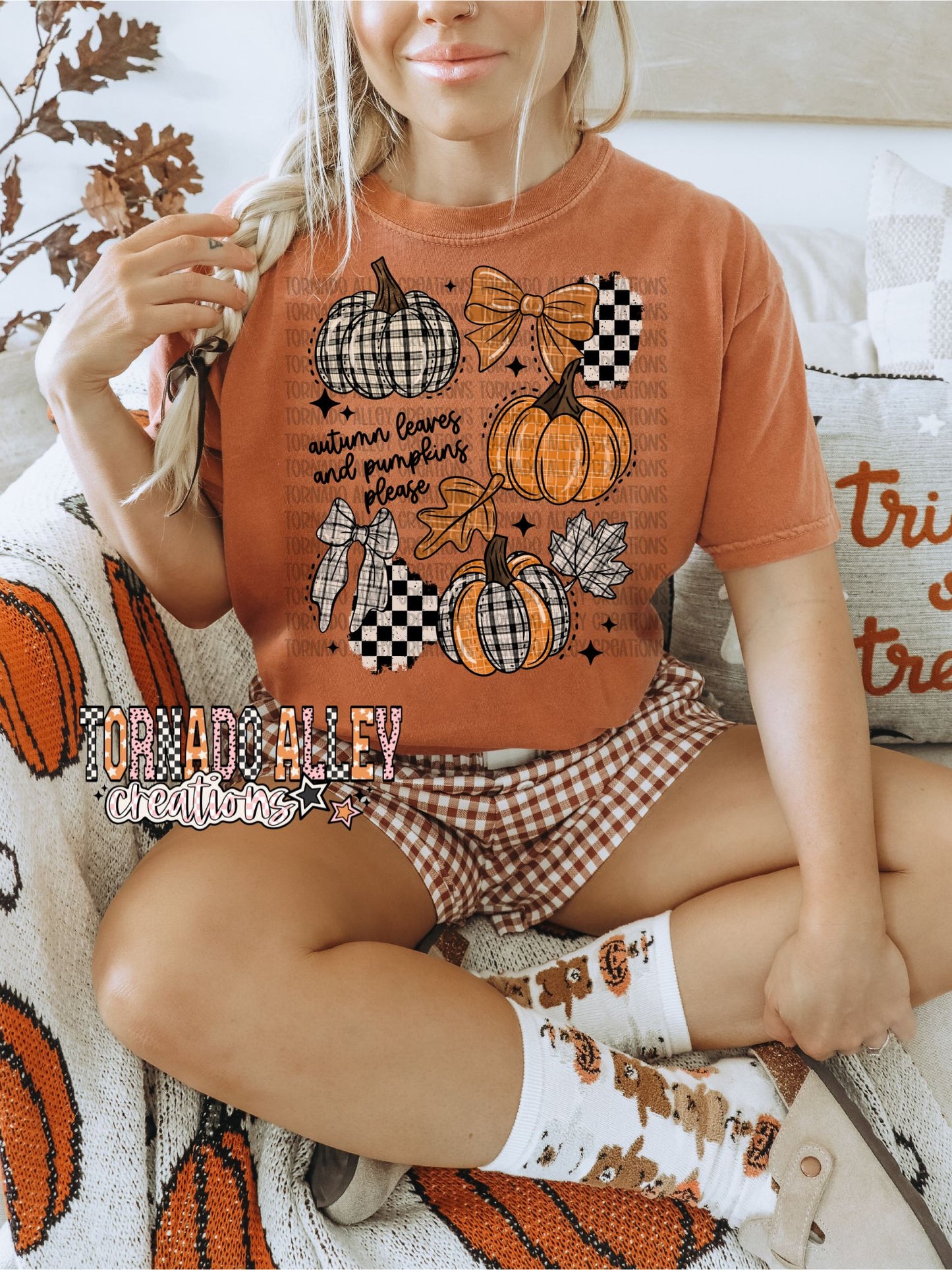 Autumn Leaves and Pumpkins Please Tee